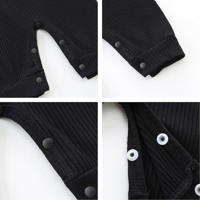 Baby Romper with Baby Mittens & Newborn Hats Footless Long Sleeve - Image 5