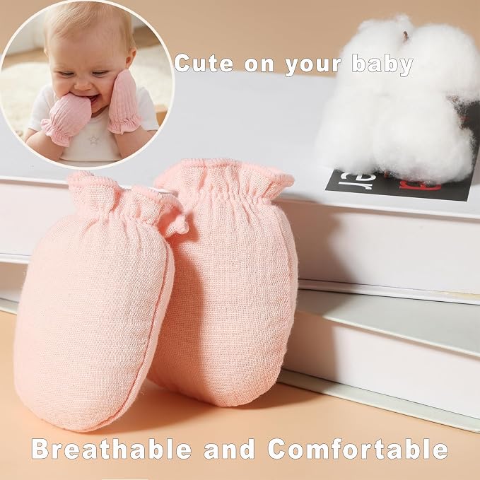 MOMSMENU Baby Mittens Newborn Muslin Soft No Scratch 0-6 Months 6-Pack | - Image 2