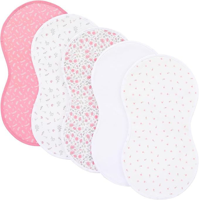 sleepyturtle Pack of 5, Baby Burp Cloths, Soft and Absorbent by sleepyturtle