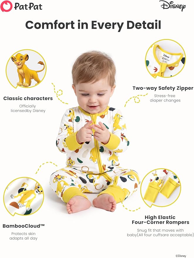 Disney Baby Viscose Made from Bamboo 2-Way Zipper Footie Outfit NB to Inf - Image 6