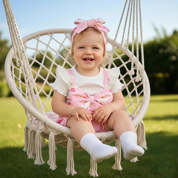 YINGISFITM Newborn Baby Girl Summer Clothes Short Sleeve Bubble Romper Bow - Image 4