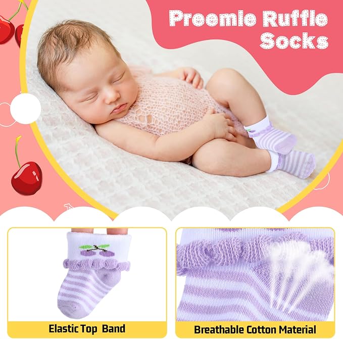 Toulite 12 Pair Preemie Newborn Baby Socks - Image 5