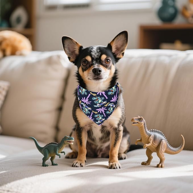 7 PCS Dinosaurs Dog Bandanas for Small Dogs Stitching Edge Dog Bandanas for - Image 7