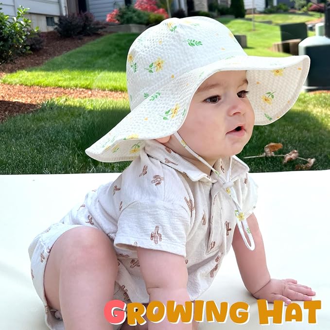 HONGTEYA Baby Sun Hat Wide Brim Adjustable Toddler Beach Bucket Hat | Soft - Image 6