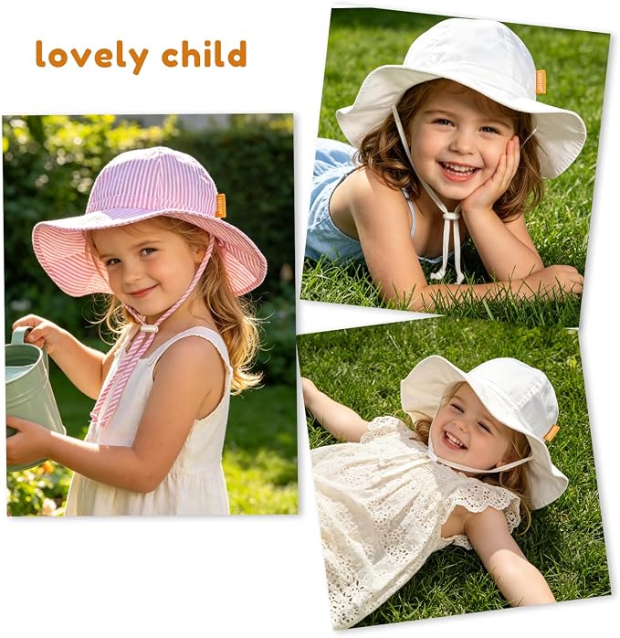 Baby Girl Sun Hat with UPF 50+ Outdoor Adjustable Toddler Beach Hat with Wide - Image 7