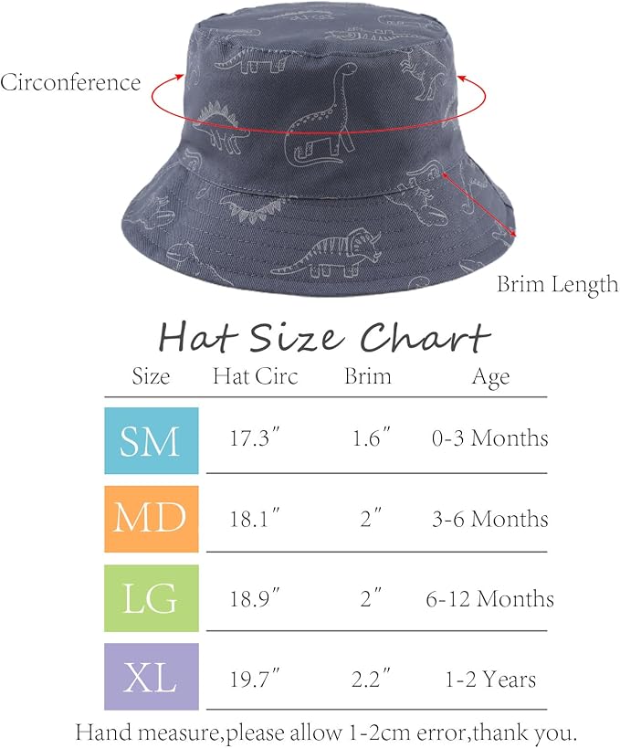 JANGANNSA Dinosaur Baby Boys Sun Hat Cotton Toddler Girls Bucket Hats Summer - Image 6