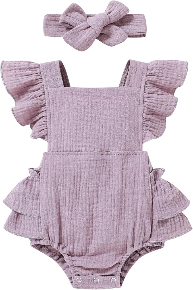 YOUNGER TREE Toddler Baby Girl Ruffled Sleeveless Romper Casual Summer Jumpsuit by YOUNGERTREE