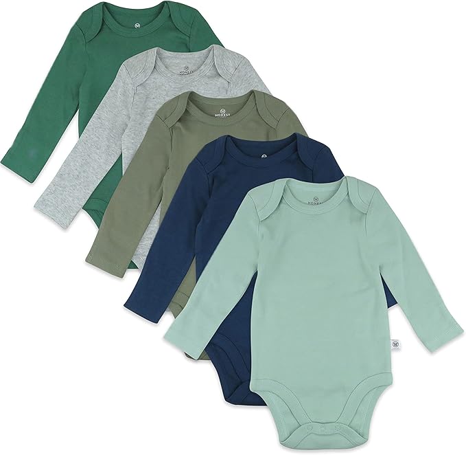 HonestBaby baby-girls 5-pack Long Sleeve Bodysuits One Piece 100% Organic Cotton by HonestBaby