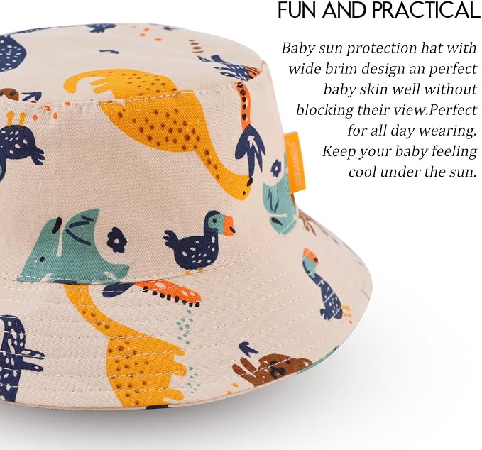 JANGANNSA Cotton Baby Sun Hat Infant Toddler Boys Girls Bucket Hats Summer Sun - Image 3