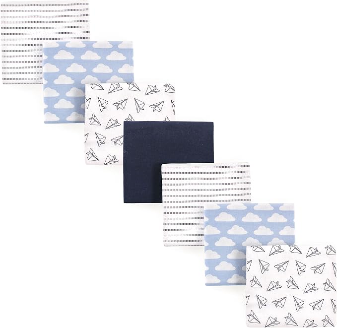 Hudson Baby Unisex Baby Cotton Flannel Receiving Blankets Bundle, Paper Airplane by HudsonBaby