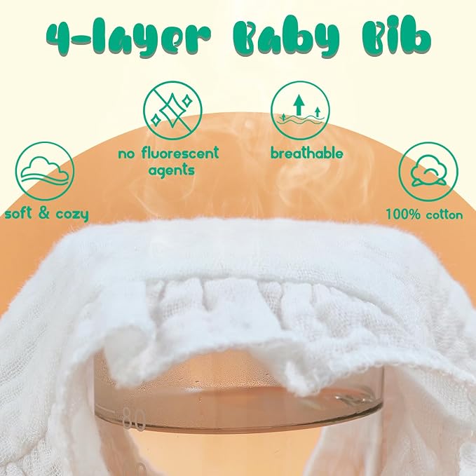 Organic Cotton Muslin Baby Bibs - Image 5