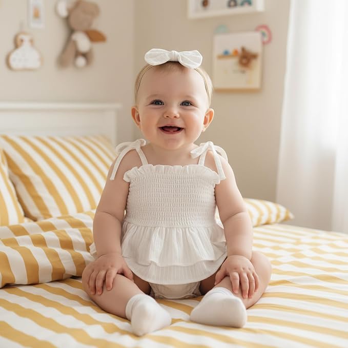 Newborn Baby Girl Summer Clothes Plaid Ruffle Bodysuits Onesie Infant Girl - Image 2