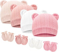 BQUBO Newborn Baby Hats Bear Ears and Mittens Sets Preemie Caps Baby Boy Girl by DRESHOW