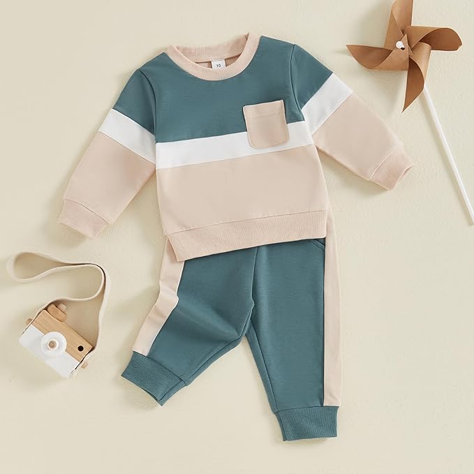 Toddler Baby Boy Fall Outfits Long Sleeve Crew Neck Pullover Sweatshirt + Jogger Pants Set Infant Winter Clothes