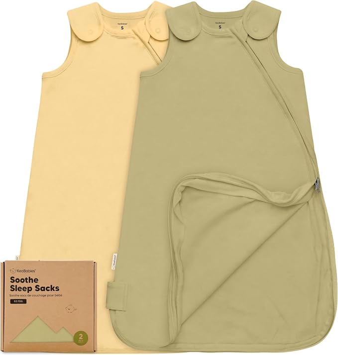2-Pack Organic Baby Sleep Sacks, 100% Cotton 0.5TOG by KeaBabies