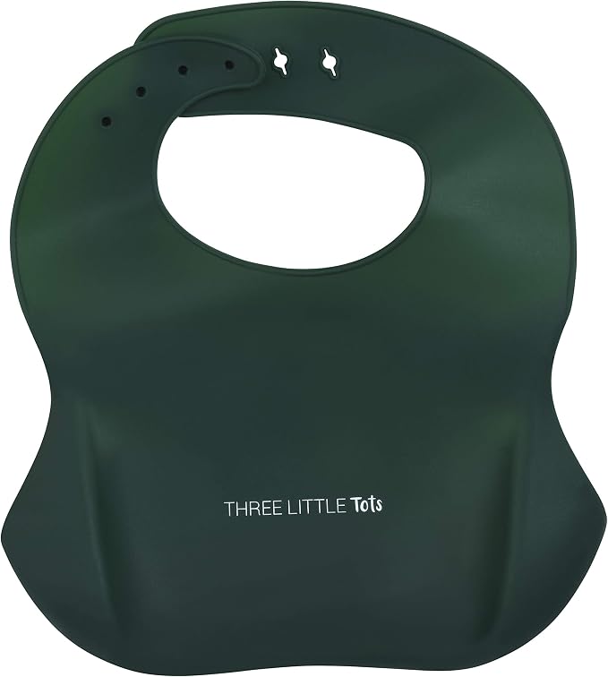 Three Little Tots Modern Silicone Baby Bib – Adjustable Fit Waterproof Catch - Image 2