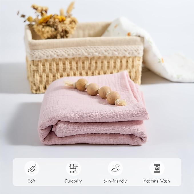 Meracorallo Muslin Swaddle Blanket, 100% Cotton Receiving Blanket - Image 4