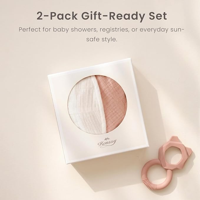 Konssy 2-Pack Muslin Baby Sun Hats - Image 8