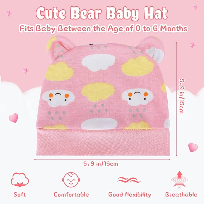 Geyoga Pieces Newborn Baby Hat Bear Ears - Image 2