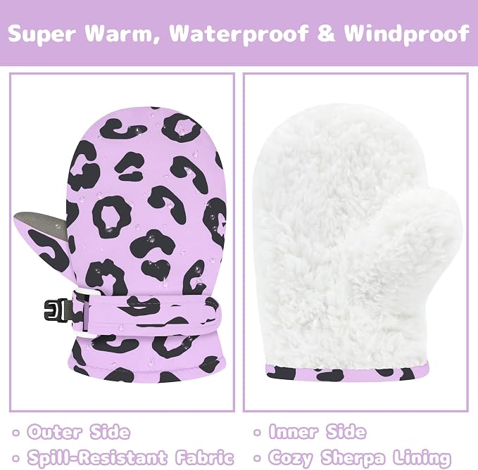 Olreco Baby Toddler Mittens Waterproof Infant Baby Winter Mittens Toddler Snow - Image 5