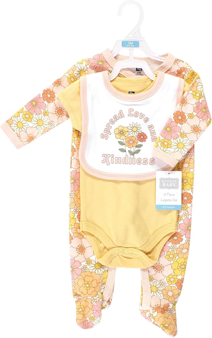 Hudson Baby Unisex Cotton Sleep and Play, Bodysuit and Bandana Bib Set - Image 2