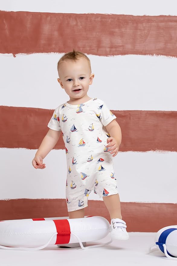 monica + andy Slub Shorty Romper, 100% Organic Baby Clothes - Image 5