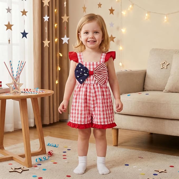 Little Girl Romper Toddler Overalls Summer Bow Jumpsuit Boho Outfit 6M-5T - Image 2