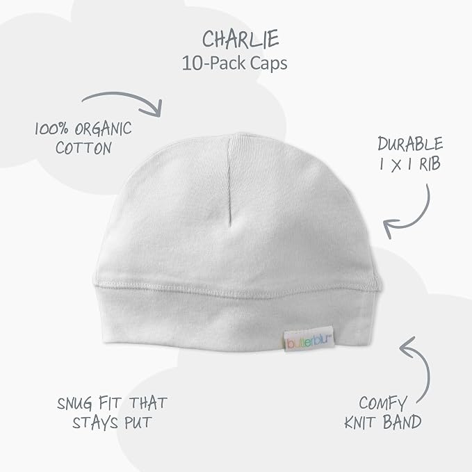 Butterblu Charlie 10-Pack Caps 100% Organic Cotton Beanie Hats | GOTS certified - Image 3