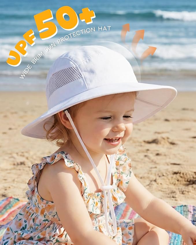 HONGTEYA 2 Pack Baby Sun Hat Infant Toddler Boys Girls Sun Protection Bucket - Image 2
