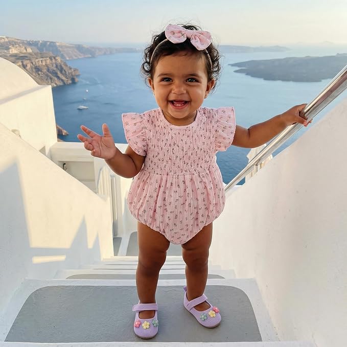 Kavousa Newborn Baby Girl Clothes Summer Bubble Romper Headband Outfit - Image 4