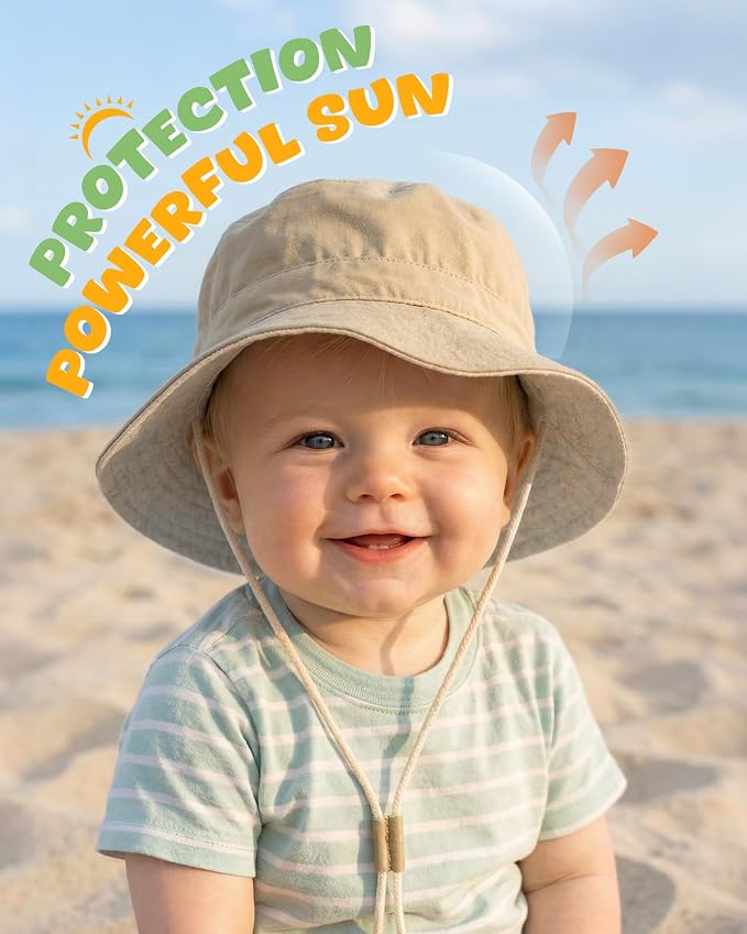 Baby Sun Hat for Toddler Kids Bamboo Rayon Bucket Hat Summer Beach Sun - Image 2