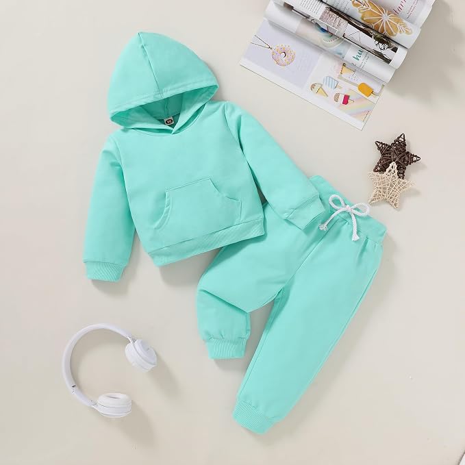 Happy Town Baby Fall Outfits for Girl Boy Long Sleeve Hoodie Top and Long - Image 2