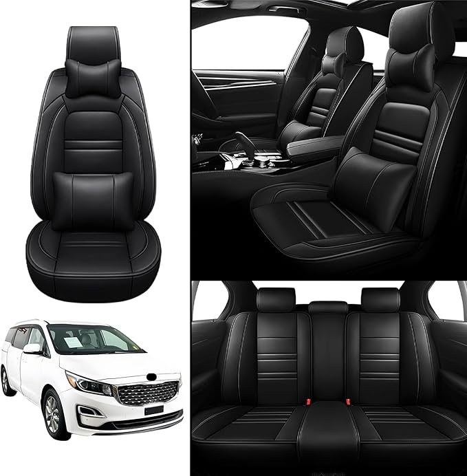 Car Seat Covers for kia Sedona 2003-2021 | 5-Seats Seat Covers, Waterproof Seat Protectors, Automotive Seat Covers (Full Set with Pillow,Black)