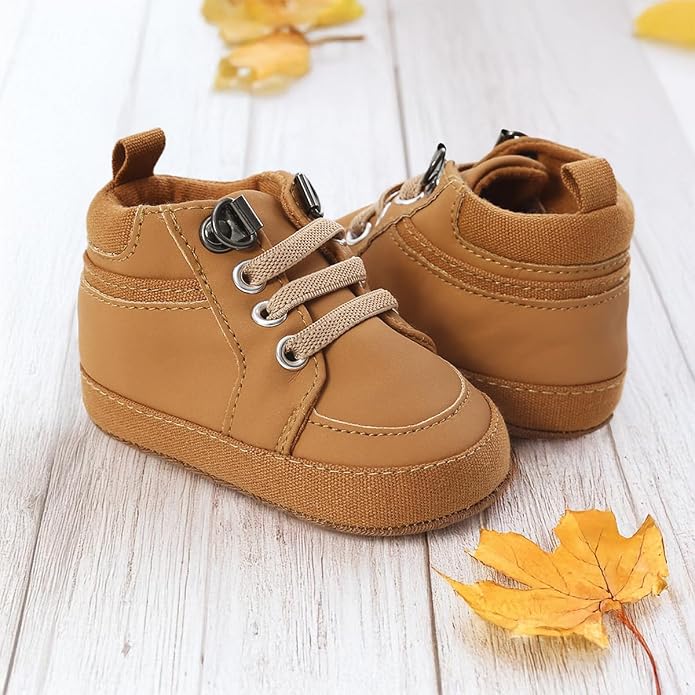 Meckior Toddler Baby Boys Girls High Tops Ankle Sneakers Soft Anti-Slip Sole PU - Image 4