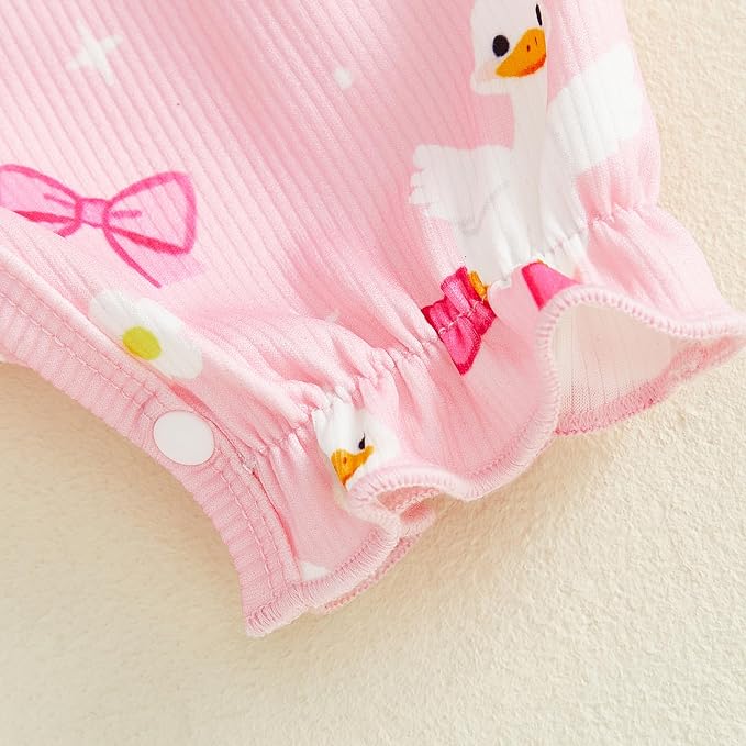 YINGISFITM Newborn Baby Girl Summer Clothes Short Sleeve Bubble Romper Bow - Image 8