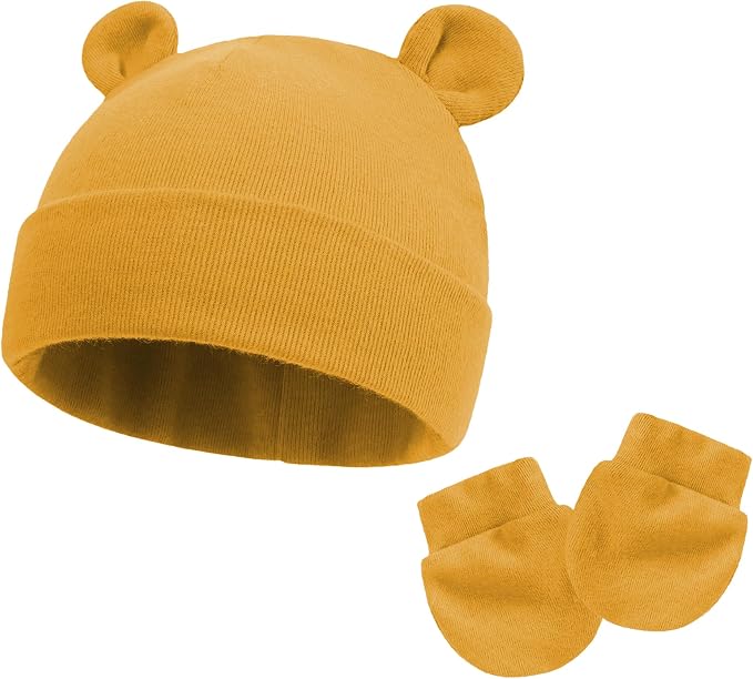 UTTPLL Newborn Hats Mittens Set Toddler Girls Boys Cotton Nursery Hospital - Image 2