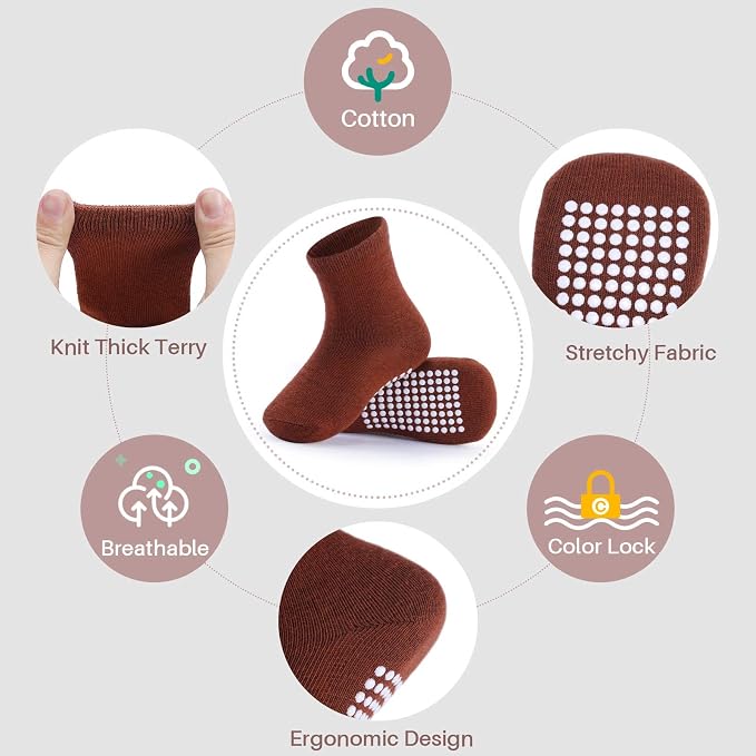 Baby Toddlers Crew Socks with Non-Slip Grip 12 Pack Cotton Stretch Socks | Soft - Image 6