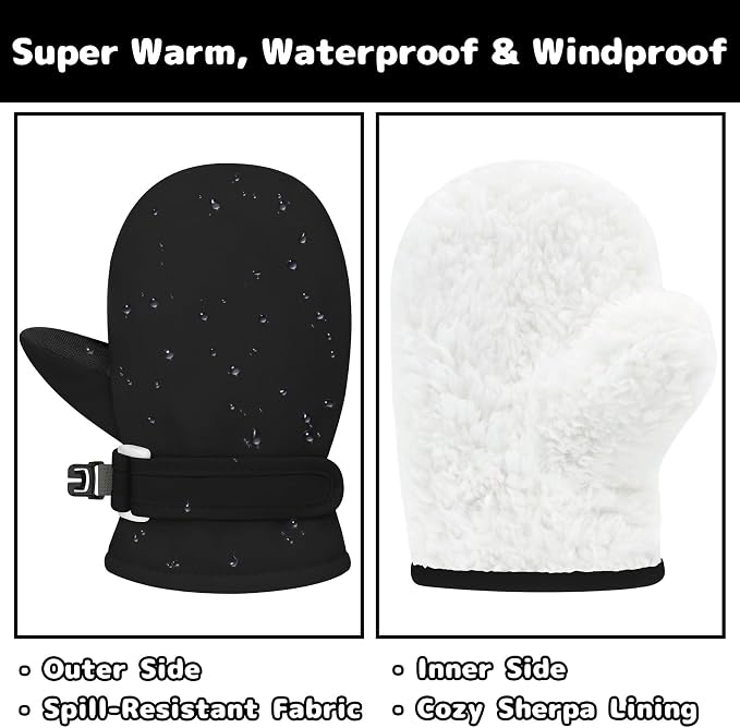 Olreco Baby Toddler Mittens Waterproof Infant Baby Winter Mittens Toddler Snow - Image 2