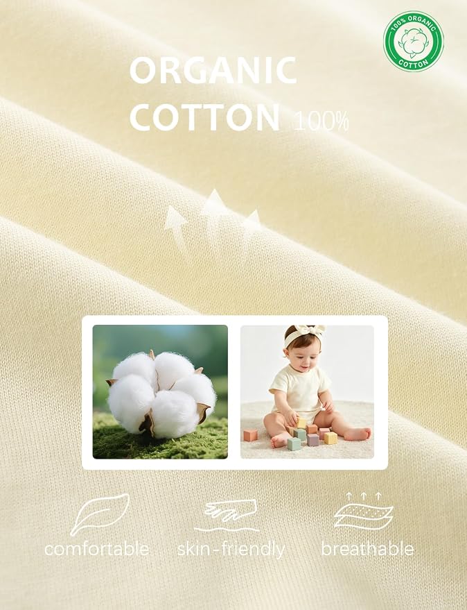 Baby Bubble Onesie Romper 100% Organic Cotton Clothes Short Sleeve Summer Solid - Image 3
