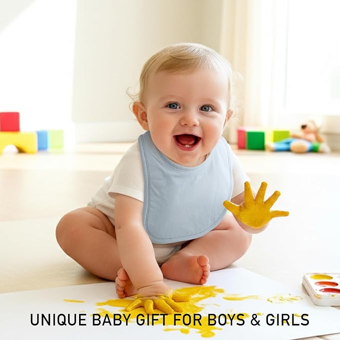 10 Pack Cotton Snap Bibs for Baby Boy Girl, Super Soft Drool Bibs for Teething - Image 4