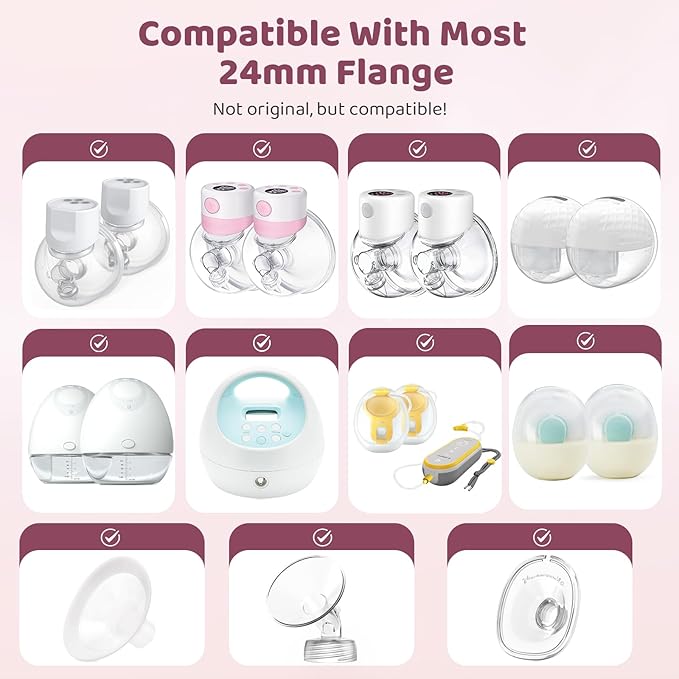 Flange Inserts 20mm for 24mm Flange/Shield, Flange Sizing Kit Silicone Flange Insert, Reduce 24mm Nipple Tunnel Down to 13mm, Breastfeeding Essentials Kit for New Moms, 2PCS