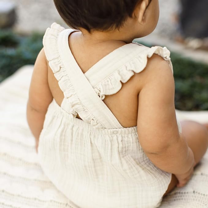 Burt's Bees Baby Girls Bubble Romper, 100% Organic Cotton One-piece Shortall - Image 4