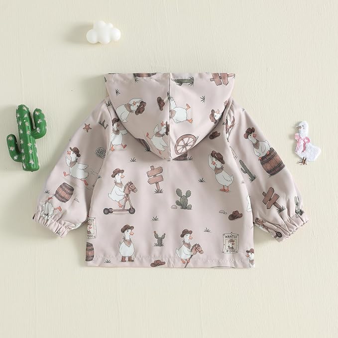 Toddler Baby Boy Lightweight Hooded Jacket Excavator Coat Outwear | Truck Print - Image 7