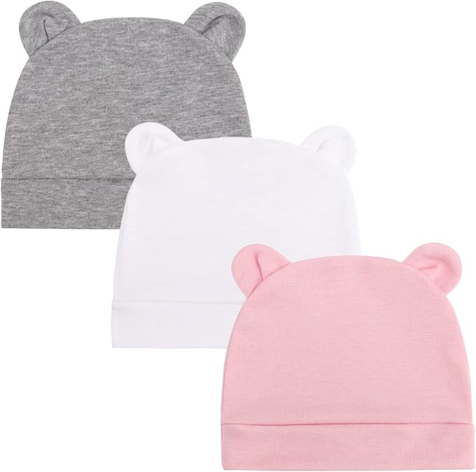 BQUBO Newborn Girls Hats Baby Hat and Mittens Set Infant Caps Bow Hospital - Image 5