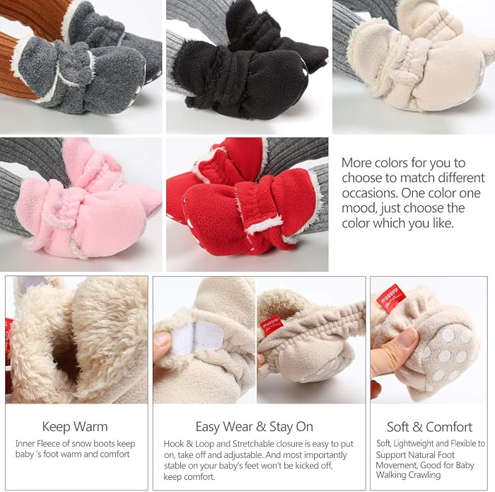 Ohwawadi Infant Baby Boys Girls Slippers Cozy Fleece Booties Soft Bottom Warm - Image 4