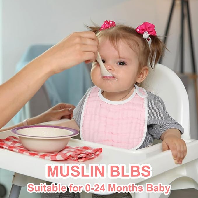 Accmor Muslin Baby Bibs, 6 Pack Soft Cotton Baby Bandana Drool Bibs - Image 5