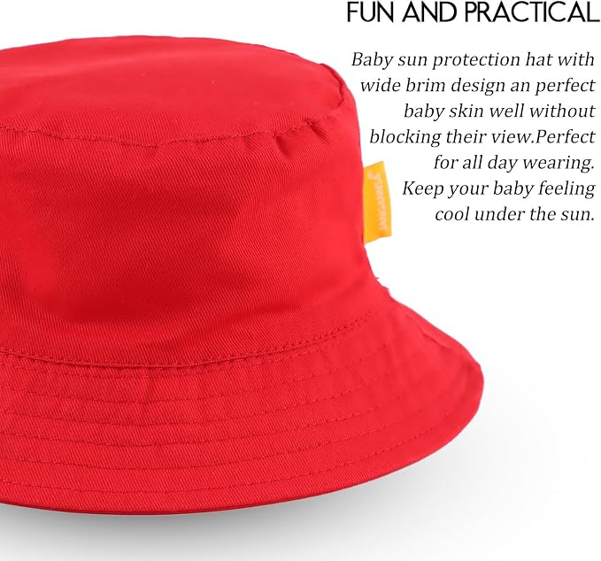 JANGANNSA Cotton Baby Sun Hat Infant Toddler Boys Girls Bucket Hats Summer Sun - Image 3