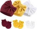 BQUBO Newborn Girls Hats Baby Hat and Mittens Set Infant Caps Bow Hospital by DRESHOW