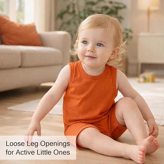 DEFAHN Viscose made from Bamboo Baby Boy Sleeveless Romper 2 Pack Infant Solid - Image 5