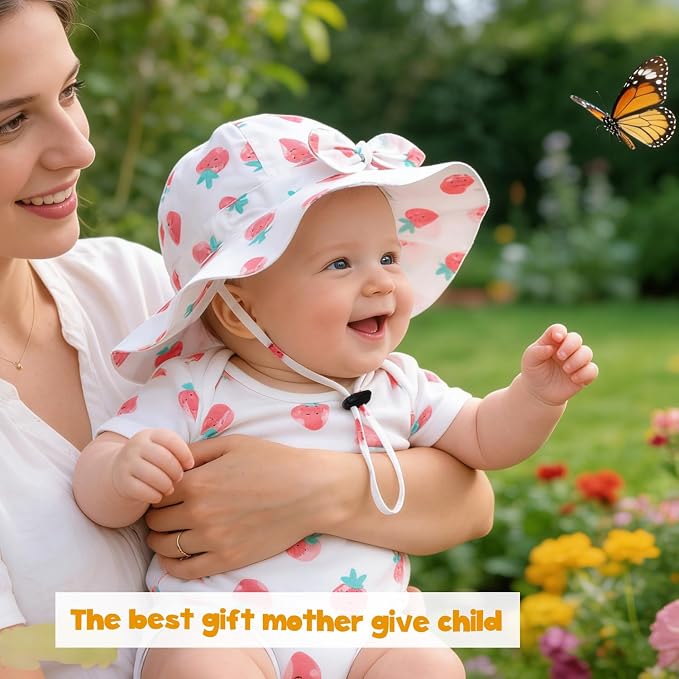 Baby Girl Sun Hat with UPF 50+ Outdoor Adjustable Beach Hat with Wide Brim - Image 2
